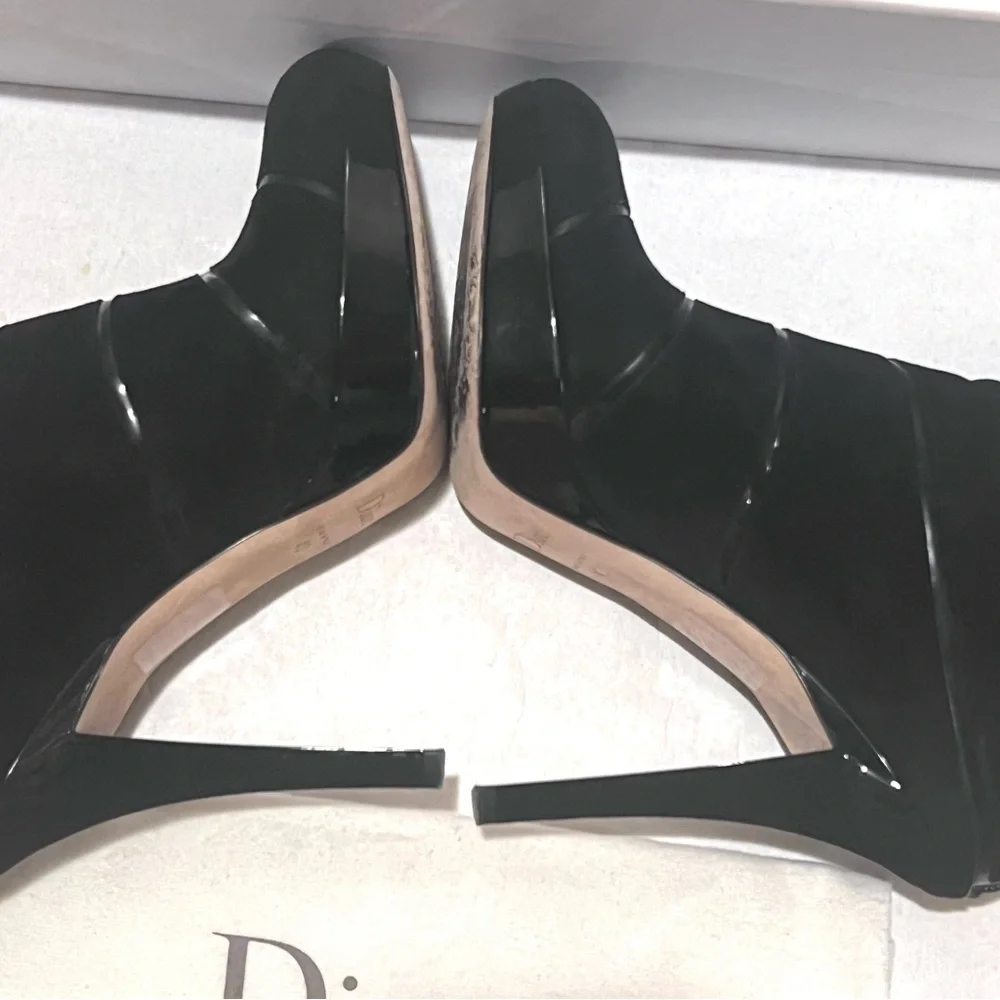 Dior Graphic Suede/Patent Leather Black Ankle Boots Size 40 - Picture 12 of 17